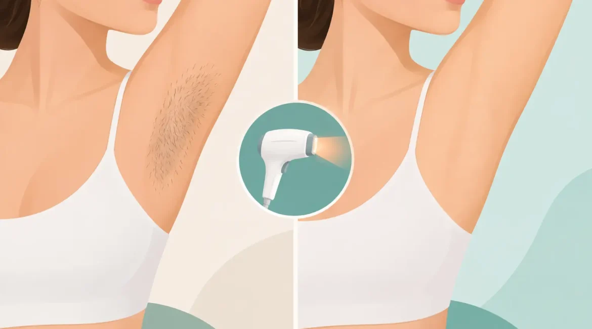 Antes e depois da depilação a laser nas axilas